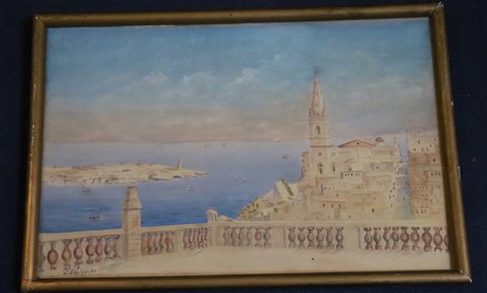 Peter Nicholas Nikolaevich Krasnoff (1869-1947) Anglican Church, Valetta, Malta 14 x 20.75in.